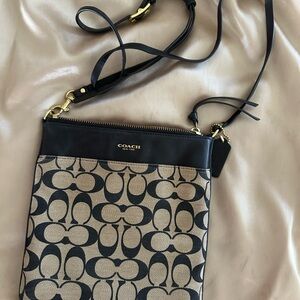 Coach Black and Tan Signature Crossbody Bag